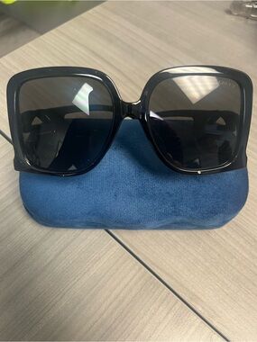GG Design Women's Oversized Square Black Sunglasses